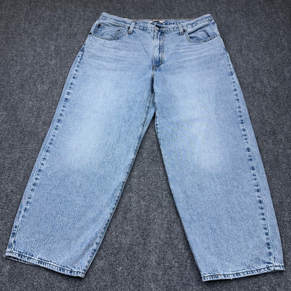 Levis Baggy Dad Jeans Women's 33 FITS 35x27 Light Wash Wide Leg Drawstring READ